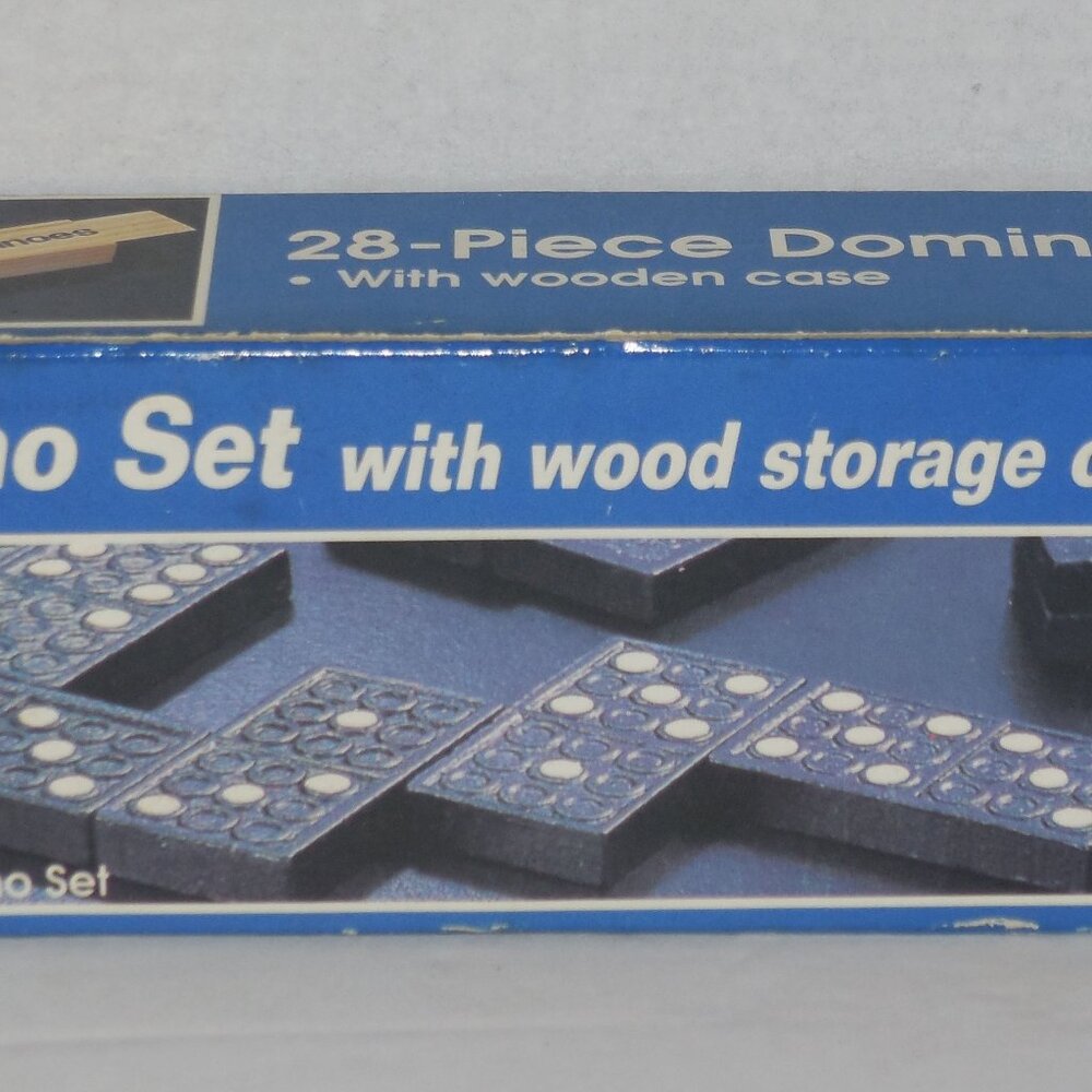 28 Piece Domino Set with Wooden Storage Case COMPLETE vintage